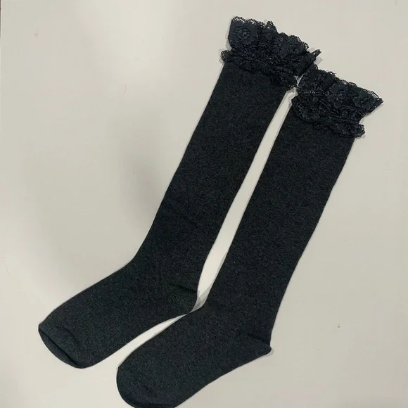 NWOT Charcoal Knee High Lace Socks - Picture 5 of 5